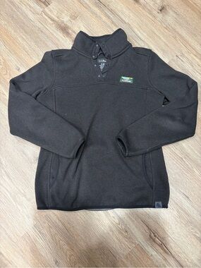 L.L. Bean Black Snap-Placket Fleece Pullover